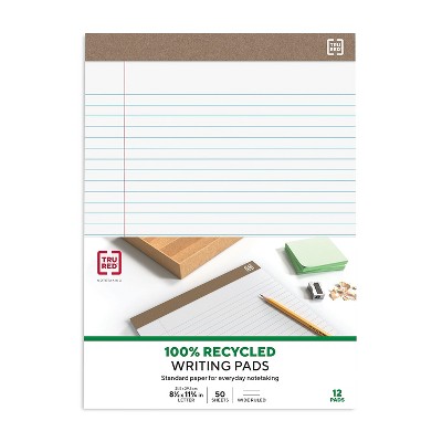 Staples Notepads 8.5" X 11.75" Wide White 50 Sh./pad 12 Pads/pk Tr58185