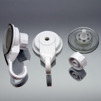 White Plastic and Metal Suction Cup Wall Hooks Set of 2