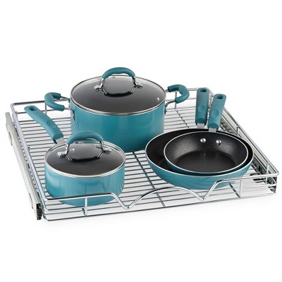 Hold N' Storage - Pull out Cabinet Organizer with Steel Metal Chrome Finished and 21 Inch Depth