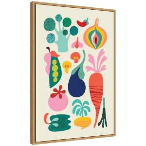 Kate & Laurel All Things Decor 23"x33" Sylvie Modern Colorful Abstract Veggies Framed Canvas by Rachel Lee Natural - 1 of 4