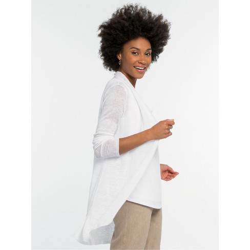 Nic + Zoe Lightweight Long Back Of The Chair Cardigan - Paper White, Xl :  Target