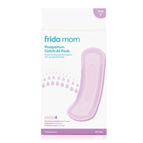 Frida Mom Postpartum Maternity Pads - Long Front to Back Coverage for  Maximum Absorbency + Heavy Flow - 18ct