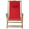 Reclining Relaxing Chair Red Bamboo and Fabric vidaXL - 2 of 4