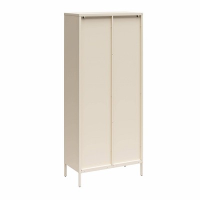 Parchment Tall Accent Cabinet with Fluted Glass Doors