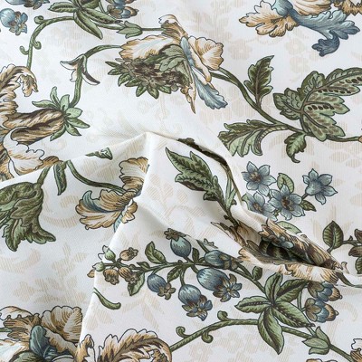Madison Floral Blue and Natural Rod Pocket Valance