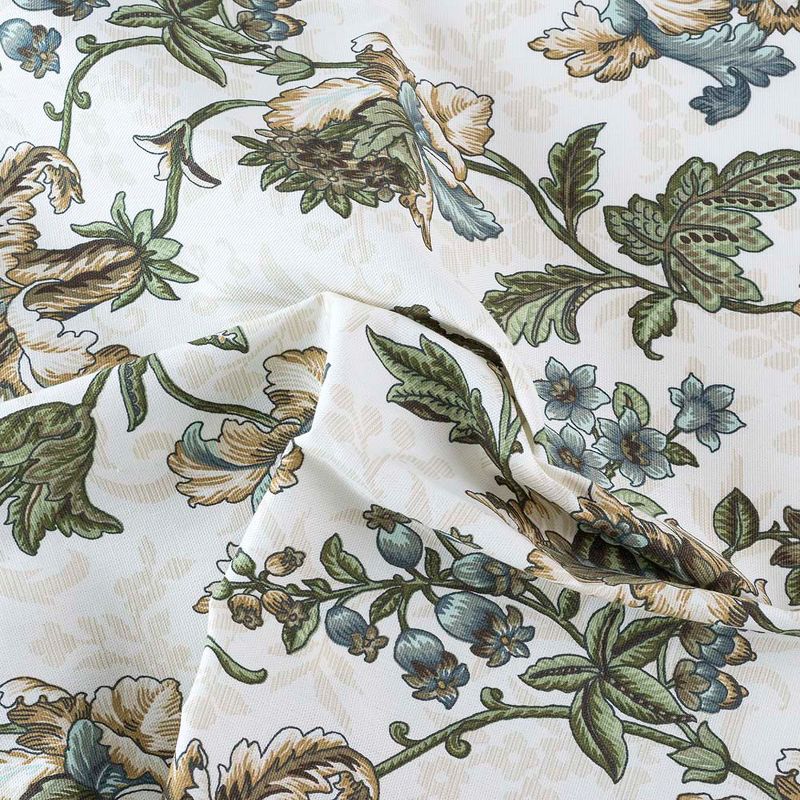 Ellis Curtain Madison Floral Design Printed Natural Ground 1.5" Rod Pocket Tailored Swag 56" x 36" Blue, 4 of 6