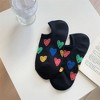 Alilang Women's Summer Colorful Heart-Printed No-Show Socks 6pk - Black - 2 of 4