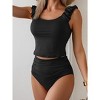 Eomenie Tankini Swimsuits for Women Ruched Tummy Control Bathing Suits Two Piece Swim Tank Top with High Waisted Bottom - 3 of 3