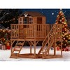 2-Story Elevated Cedar Playhouse for Kids - Outdoor Wooden Playhouse with Climbing Wall & Step Ladder, Modern Design - 2 of 4
