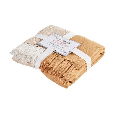 Cinnamon Cotton Reversible Throw Blanket, 50" x 60", 2-Pack