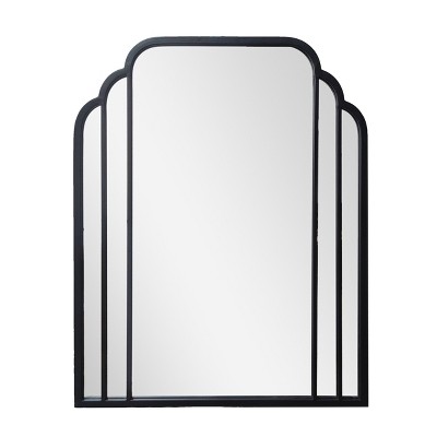 VIP Metal 24 in. Black Art Deco Shaped Mirror