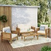 Okak Boho Acacia Patio Accent Chairs/Loveseats/Seating Set,Set of 1/2/3,Upholstered Outdoor Furniture Set for Backyard&Poolside,All-Weather Use - 3 of 4