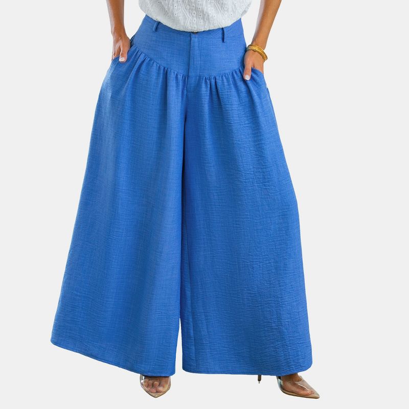 Women's Blue Tie Waist Wide Leg Pants - Cupshe, 1 of 9