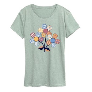 Women's - Instant Message - Patchwork Flowers Short Sleeve Graphic T-Shirt - 1 of 4
