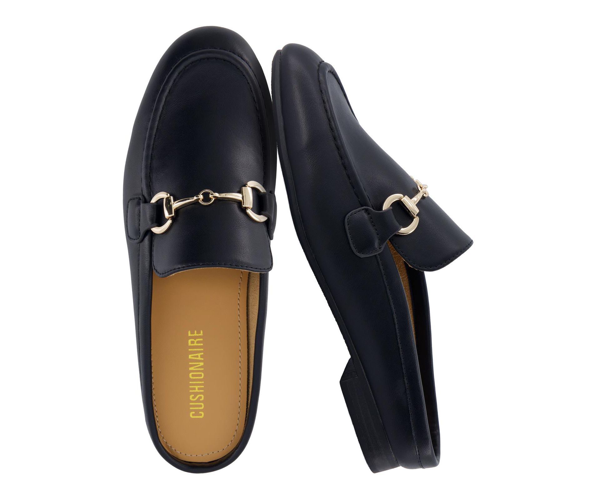 CUSHIONAIRE Yummy Slip On Womens Mules, Business Casual Loafers for Women with Low Heel and Metal Chain Detail