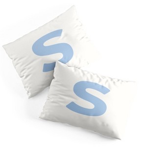 Deny Designs Standard April Lane Art Block Blue Monogram S Microfiber Printed Pillow Sham - 1 of 3