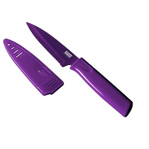 Kuhn Rikon Colori Non-Stick Serrated Paring Knife with Safety Sheath, 4 inch - 1 of 1