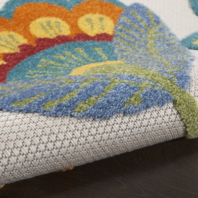 Aloha Collection 63" Multicolor Floral Round Indoor/Outdoor Rug