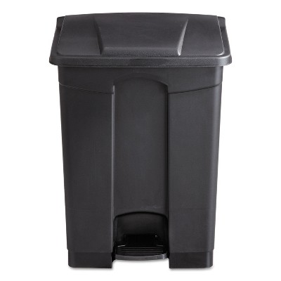 Black 17 Gallon Plastic Step-On Trash Can with Pedal