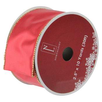 Northlight Shiny Red and Gold Solid Wired Christmas Craft Ribbon 2.5" x 10 Yards