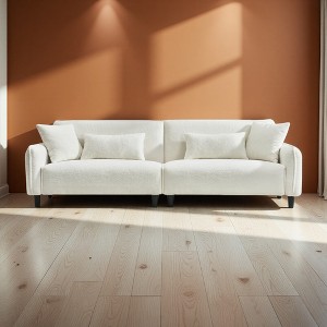 97" Teddy Velvet 3-Seater Sofa with 4 Pillows & Solid Wood Frame - 1 of 4