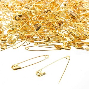 Juvale 400-Count Safety Pins - Large Safety Pins for Garment Repair, Quilting, Jewelry Making, Gold - 1.7 x 0.4 inches - 1 of 3