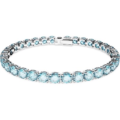 Matrix Crystal Tennis Bracelet, Round Cut Stones in Pink, Blue, Black, Clear with Multiple Metal Finishes