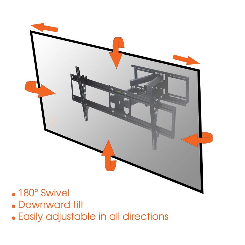MegaMounts Full Motion Articulated Tilt and Swivel Television Wall Mount for 37-60 Inch Screens with Bubble Level, 3 of 6