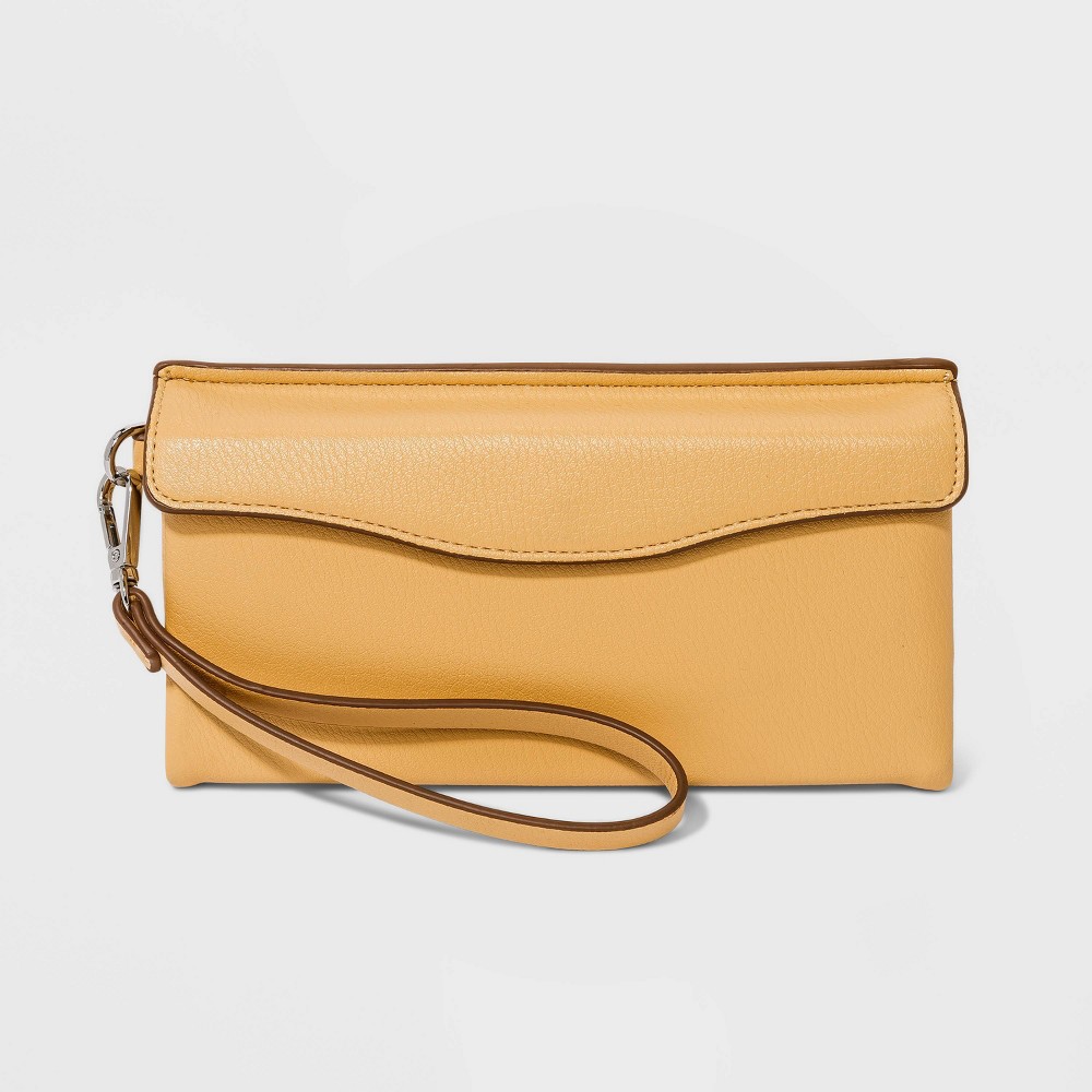 A New Day Flap Pouch with Folded Double Interior Wristlet -Beige 