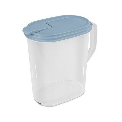 Sterilite 1 Gallon Plastic Hinged Pitcher w/ Comfort Grip Handle, Blue, 24 Pack