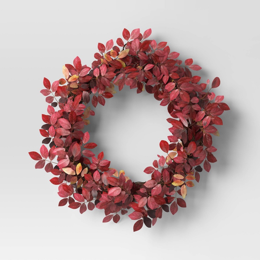 Extra Large Leaf Wreath Red - Threshold™