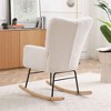 CAVINAS Teddy Fabric Glider Rocking Chair with High Backrest,Upholstered Rocking Chair,Nursery Accent Chair for Bedroom - 4 of 4