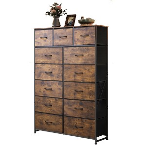 Tall Dresser with 13 Drawers, Fabric Storage Organizer Chest for Bedroom, Sturdy Steel Frame with Wood Top - 1 of 4