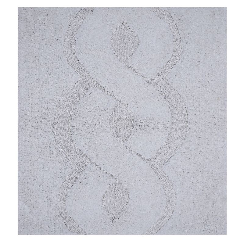 Beautiful Sculptured Chain Design Bath Rug With Anti Skid Latex Back  Made Cotton Super Soft White, 1 of 4