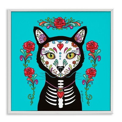 Stupell Industries Celebration of Life Cat Portrait Black Framed Giclee Art