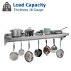 Whizmax Metal Storage Rack with Backplash for Kitchen,12" x 24" Stainless Steel Wall Mount Shelf with 5 Hooks - 2 of 4