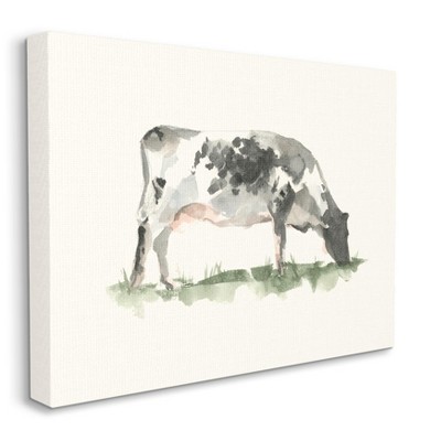 Stupell Industries Grazing Farm Cattle Neutral Cow Field Watercolor