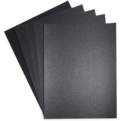 Paper Junkie 50 Sheet Black Metallic Cardstock Paper for Card Making, 8.5 x 11 In