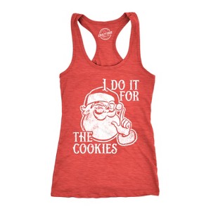 Womens I Do It For The Cookies Fitness Tank Funny Xmas Santa Claus Sweet Treat Lovers Sleeveless Tee For Ladies - Crazy Dog Women's Tank Top - 1 of 4