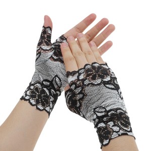 Unique Bargains Breathable Flower Manicure Gloves 1 Pair - 1 of 4