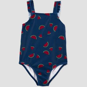 Carter's Just One You® Toddler Girls' Watermelon One Piece Swimsuit - Red/Navy Blue