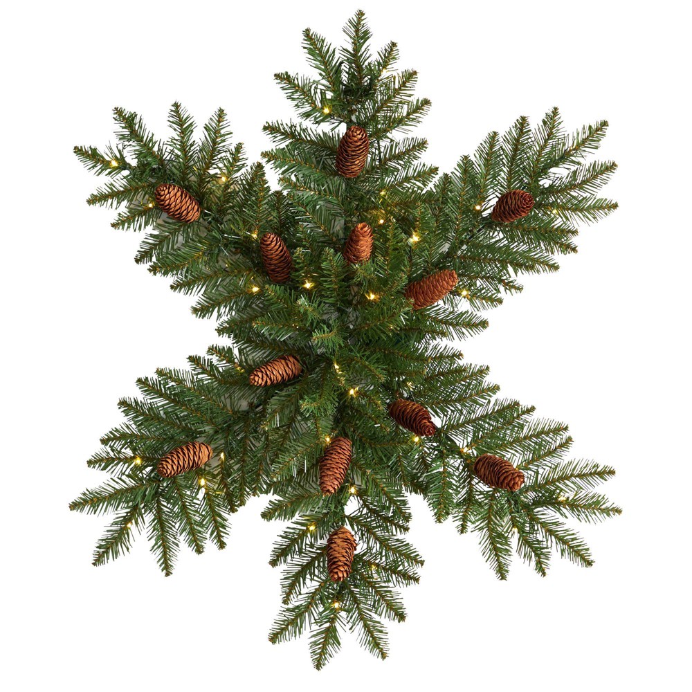 Photos - Other Decoration Nearly Natural 30" LED Dunhill Fir Snowflake Artificial Christmas Wreath w