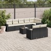 vidaXL 9 Piece Patio Sofa Set with Cushions Black Poly Rattan - Black and Cream With Table - 2 of 4