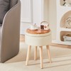 KTMBDW Footrest Footstools Round Linen Ottoman with Storage Space, Soft Vanity Chair Seat Coffee Table Ottoman for Living Room, Bathroom, Makeup - 3 of 4