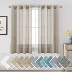 Natural Linen Blended Semi-Sheer Curtains Privacy Assured with Nickel Grommet for Living Room - 1 of 4