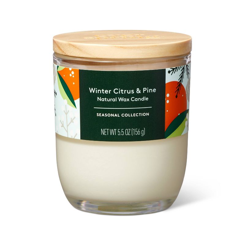Winter Citrus &#38; Pine Candle - 5.5oz - Everspring&#8482;, 1 of 5