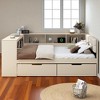 Mshliw Full Size Platform Bed with Upholstered Headboard, Storage Shelves, 2 Drawers, USB Ports and Charging Station, Solid Wood Frame - 2 of 4