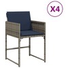 vidaXL Patio Chairs with Cushions 4 pcs Gray Poly Rattan - 2 of 4