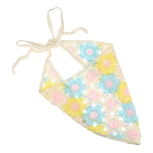 Unique Bargains Women's Fashion Knitted Hollow Triangle Headwrap 19.69"x9.06" Blue Yellow 1 Pc - 1 of 4