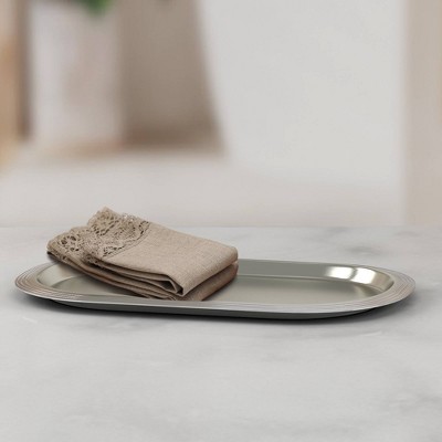 Brushed Pewter Metal Freestanding Organizer Tray
